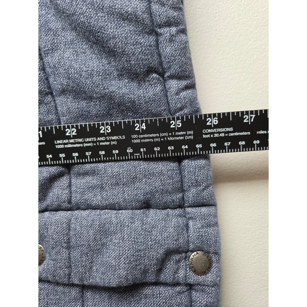 Banana Republic Mens Blue Heathered Quilted Puffer Vest Medium Snap Zip Front